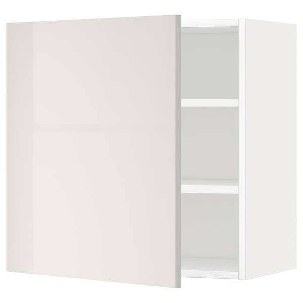 METOD Wall cabinet with shelves, white/Ringhult light grey, 60x60 cm
