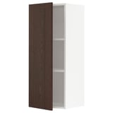 METOD Wall cabinet with shelves, white/Sinarp brown, 40x100 cm