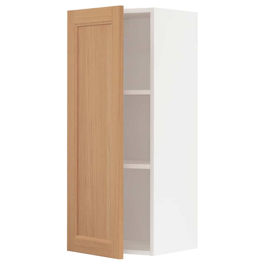 METOD wall with shelves, white/Vedhamn oak, 40x100 cm IKEA