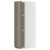 METOD Wall cabinet with shelves, white/Voxtorp high-gloss dark grey-brown, 20x80 cm