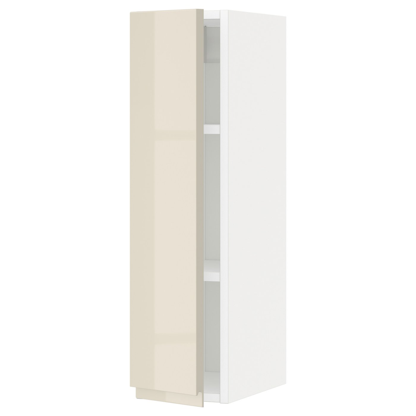 IKEA METOD Wall cabinet 20x80 cm VOXTORP High-gloss light beige