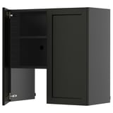 METOD Wall cb f extr hood w shlf/door, black-grey/Lerhyttan black stained, 80x80 cm