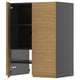 Option: METOD Wall cb f extr hood w shlf/door, black-grey/Voxtorp oak effect, 60x80 cm