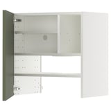 METOD Wall cb f extr hood w shlf/door, white/Axstad grey-green, 60x60 cm