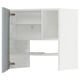 METOD Wall cb f extr hood w shlf/door, white/Kallarp light grey-blue, 60x60 cm