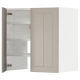METOD Wall cb f extr hood w shlf/door, white/Stensund beige, 60x60 cm