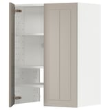 METOD Wall cb f extr hood w shlf/door, white/Stensund beige, 60x80 cm