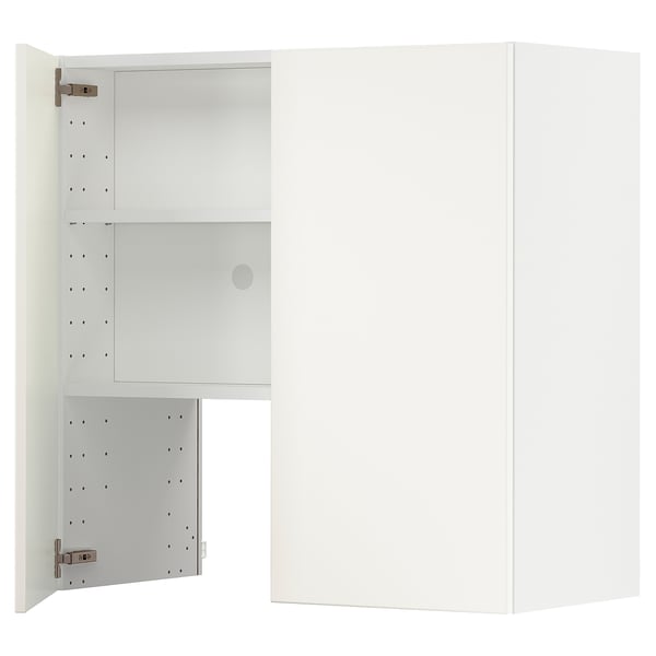 METOD Wall cb f extr hood w shlf/door, white/Veddinge white, 80x80 cm