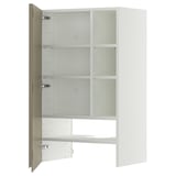 METOD Wall cb f extr hood w shlf/door, white/Voxtorp high-gloss dark grey-brown, 60x100 cm