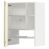 METOD Wall cb f extr hood w shlf/door, white/Voxtorp high-gloss light beige, 60x80 cm