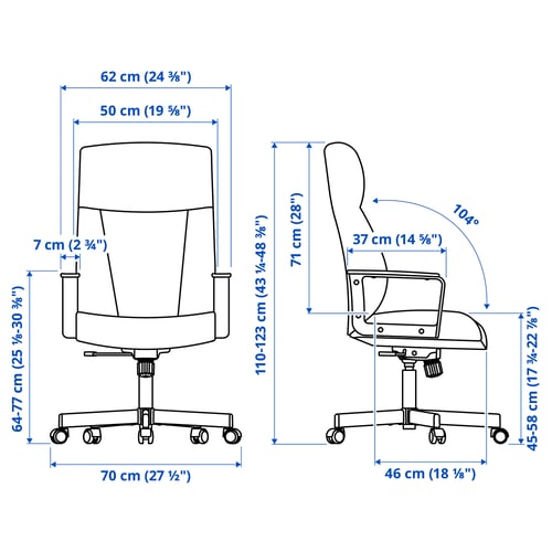 Illustration with measurements for the product: MILLBERGET.