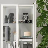 MILSBO Glass-door cabinet, white, 73x175 cm