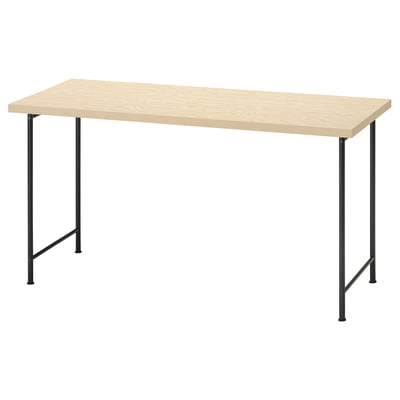 MITTCIRKEL / SPÄND Desk, lively pine effect/black, 140x60 cm
