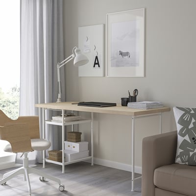 MITTCIRKEL / SPÄND Desk, lively pine effect/white, 140x60 cm