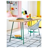 MITTCIRKEL / TILLSLAG Desk, lively pine effect/green, 140x60 cm