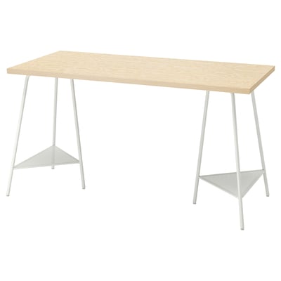 MITTCIRKEL / TILLSLAG Desk, lively pine effect/white, 140x60 cm
