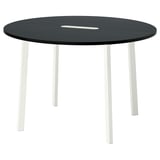 MITTZON Conference table, round black stained ash veneer/white, 120x75 cm