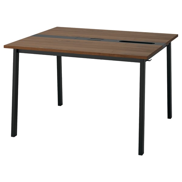 MITTZON Conference table, walnut veneer/black, 120x108x75 cm