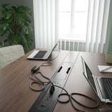 MITTZON Conference table, walnut veneer/black, 120x108x75 cm