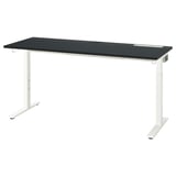MITTZON Desk, black stained ash veneer/black white, 160x60 cm