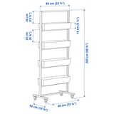 MITTZON Frame with castors/container, white, 85x205 cm
