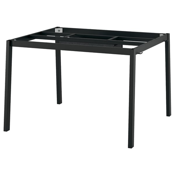 MITTZON black desk, sleek and modern with metal legs and frame, square top.