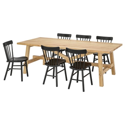MÖCKELBY / NORRARYD Table and 6 chairs, oak/black, 235x100 cm