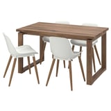 MÖRBYLÅNGA / GRÖNSTA Table and 4 chairs, oak veneer brown stained/white, 140x85 cm