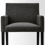 MÖRBYLÅNGA / MÅRENÄS Table and 4 chairs with armrests, oak veneer brown stained/black Gunnared dark grey, 145 cm