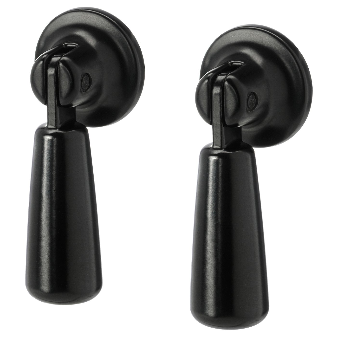 MOSSARYD black drop handles; sleek, rounded design; epoxy coating, zinc core; elegant drawer pulls; pair.