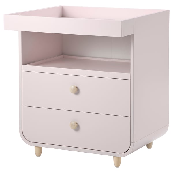 MYLLRA Changing table with drawers, pale pink