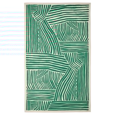 NÄBBFISK Tablecloth, patterned off-white/dark green, 145x240 cm