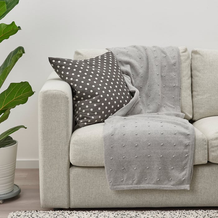 NATTSLÄNDA Blanket, knitted/grey mélange, 130x170 cm IKEA