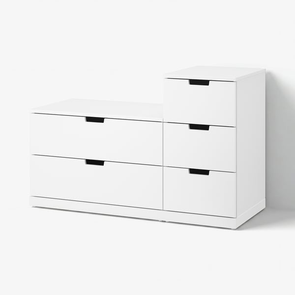 NORDLI Chest of 5 drawers, white, 120x76 cm