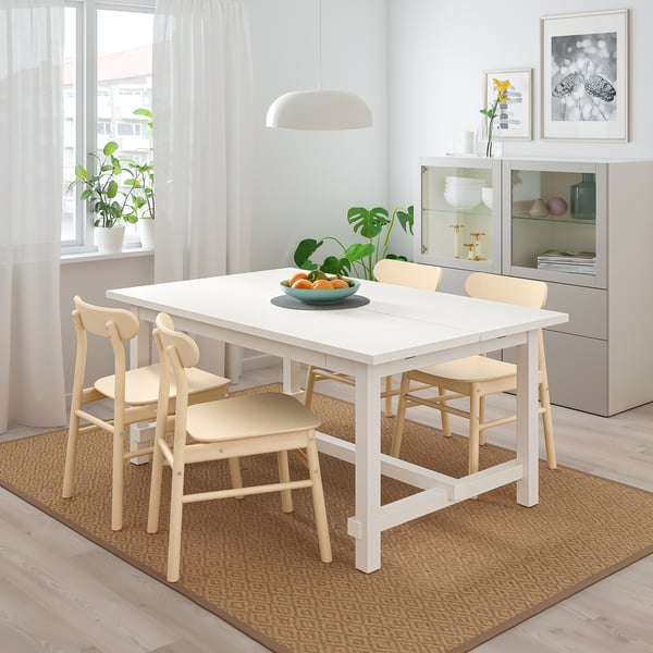 NORDVIKEN / RÖNNINGE Table and 4 chairs - white, birch - IKEA