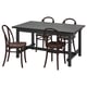 Option: NORDVIKEN / SKOGSBO Table and 4 chairs, black/dark brown, 152/223 cm