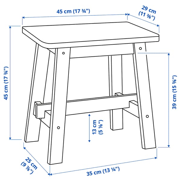 NORRÅKER Stool, birch, 45 cm