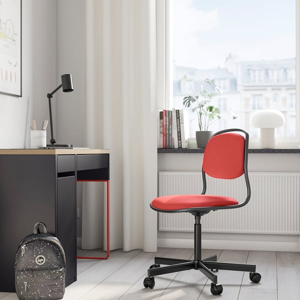 ÖRFJÄLL Swivel chair, black/Vissle red
