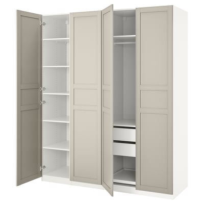 PAX / FLISBERGET Wardrobe, white/light beige, 200x60x236 cm