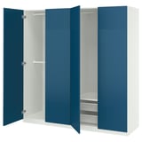 PAX / FYRUDDEN Wardrobe combination, white/blue, 200x60x201 cm