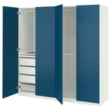 PAX / FYRUDDEN Wardrobe combination, white/blue, 200x60x201 cm