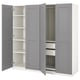 Option: PAX / GRIMO Wardrobe combination, white/grey, 200x60x201 cm