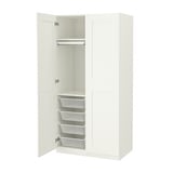 PAX / GRIMO Wardrobe combination, white/white, 100x60x201 cm
