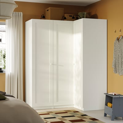 PAX / GULLABERG Corner wardrobe, white/white, 161/111x201 cm