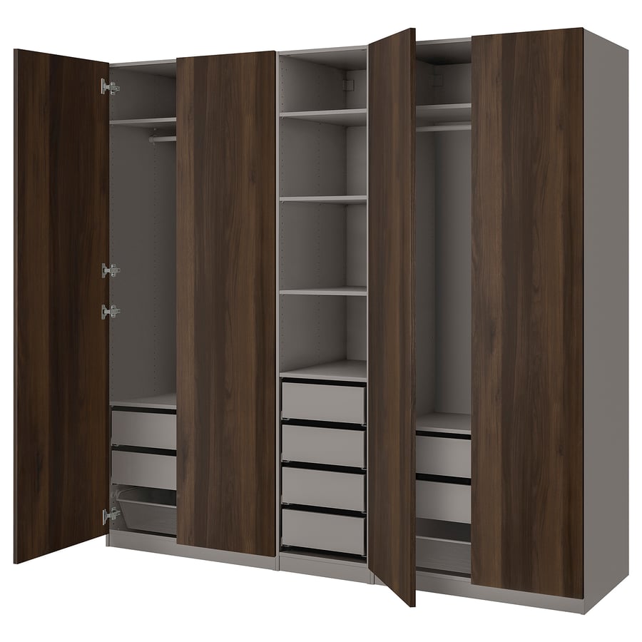 PAX / STORKLINTA Wardrobe combination dark grey/dark brown stained