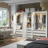 PAX / TONSTAD Wardrobe combination, white/off-white, 250x60x201 cm