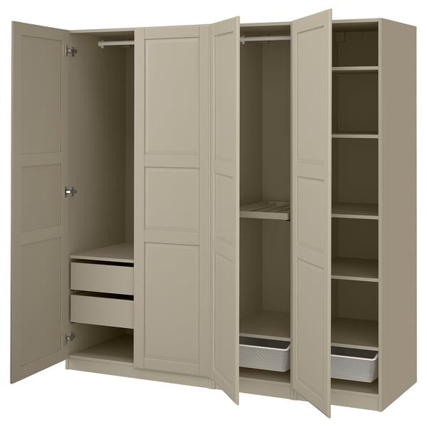 PAX / TYSSEDAL Wardrobe combination, grey-beige/grey-beige, 200x60x201 cm
