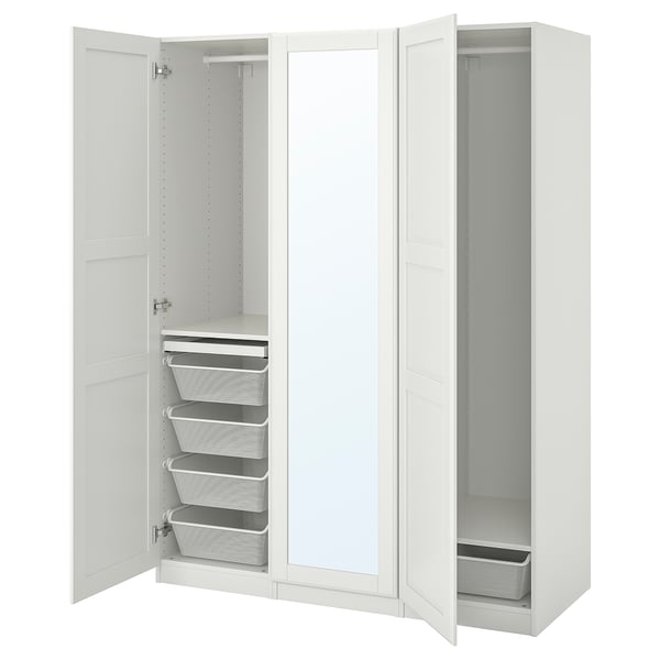 PAX / TYSSEDAL Wardrobe combination, white/mirror glass, 150x60x201 cm