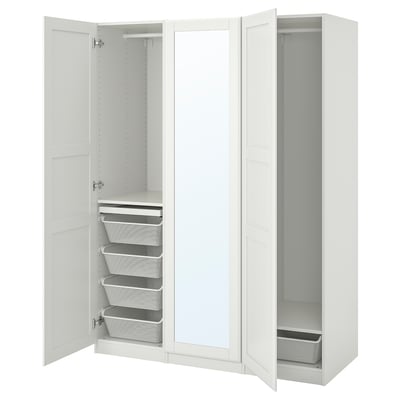 PAX / TYSSEDAL Wardrobe combination, white/mirror glass, 150x60x201 cm