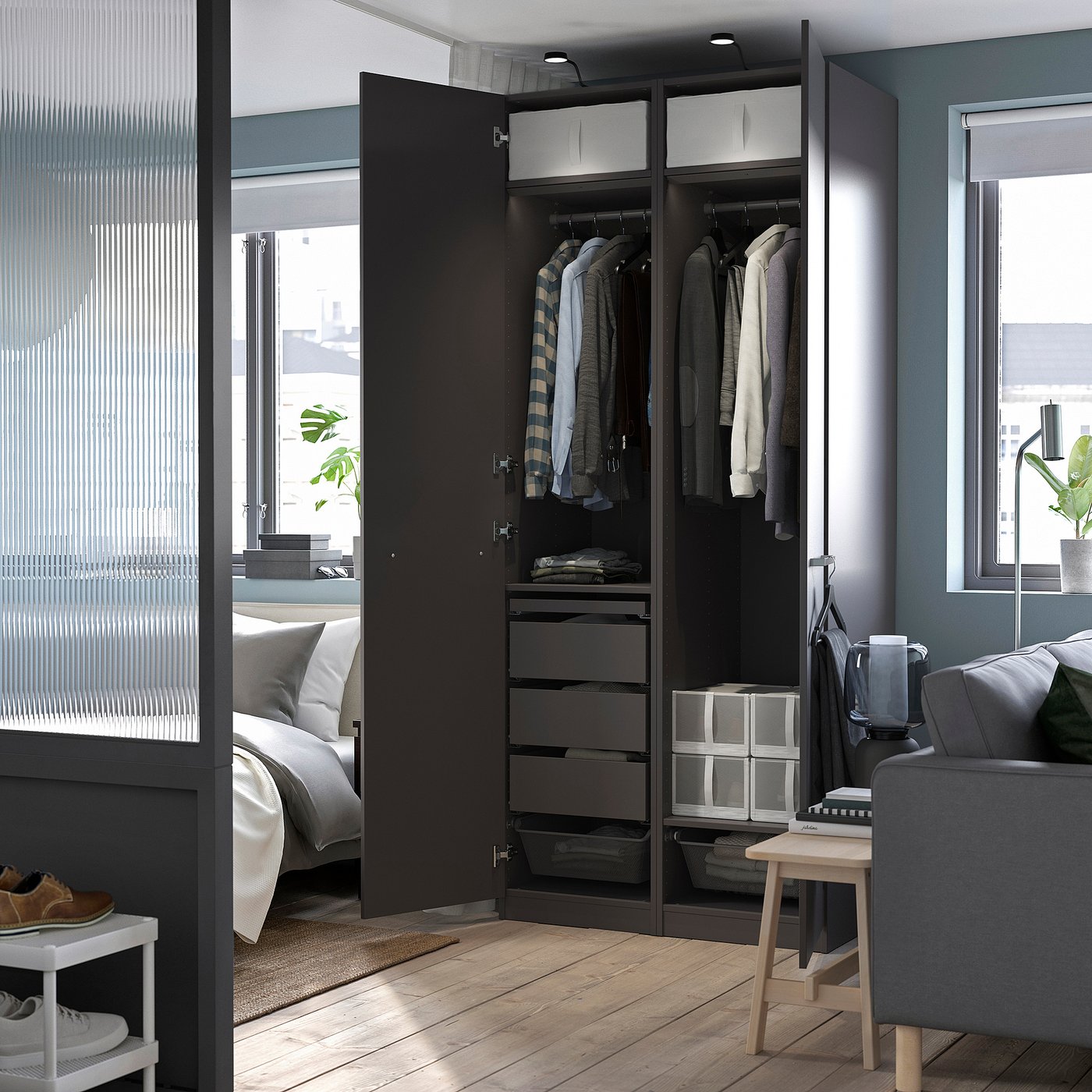 Buy PAX Wardrobe Frame Dark Grey 50x58x236 Cm IKEA Buy PAX Wardrobe Frame Dark Grey 50x58x236 Cm IKEA